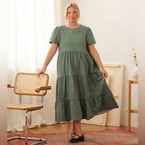 NWT Tradlands Chalet Tiered Dress (Juniper Dot)